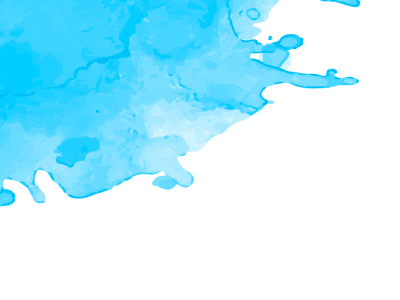 A light blue watercolor paint splash on a white background.