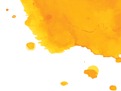 A bright yellow watercolor paint splash with some drips.