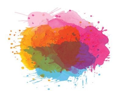 A cluster of overlapping, watercolor splashes on a white background.