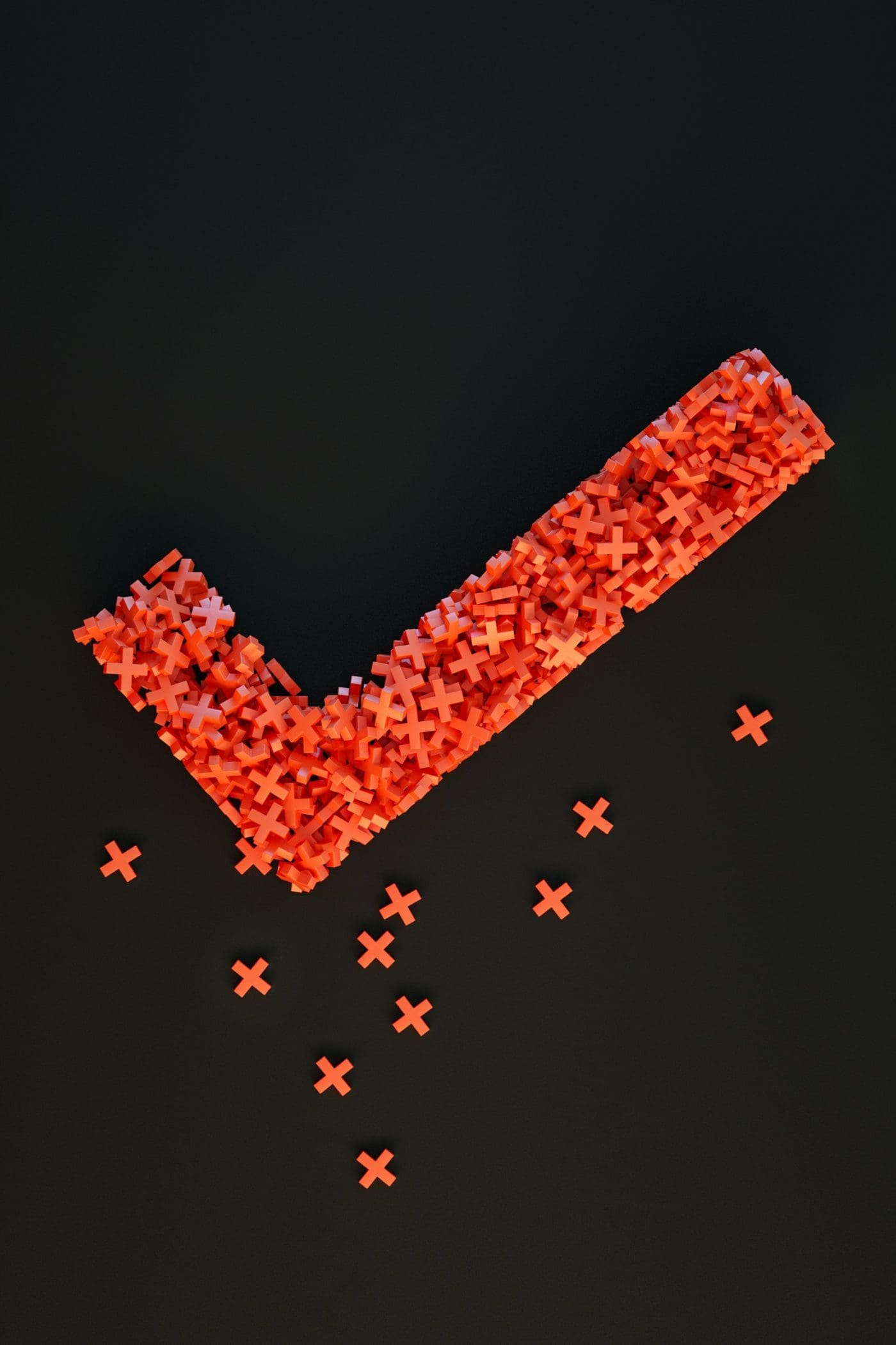 A giant red checkmark made of many smaller red X's.