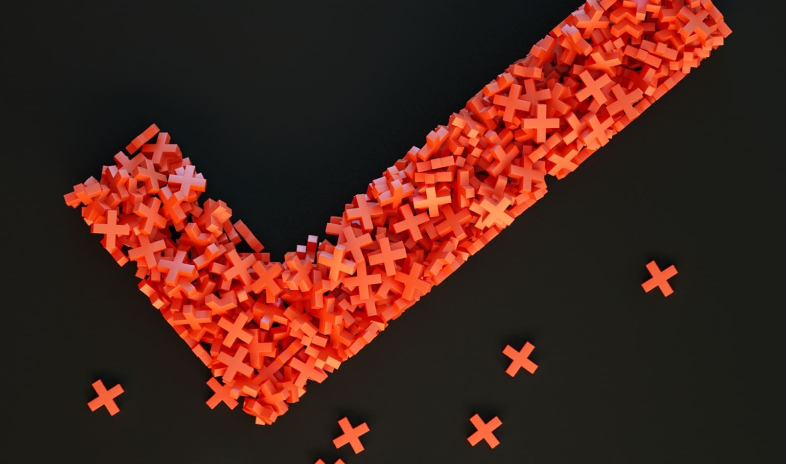 A giant red checkmark made of many smaller red X's.